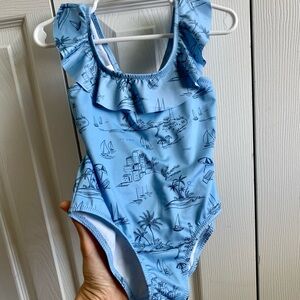 NWT Zara Blue Kids Swimwear with Ruffle Detail 2-3 years UV protection